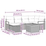 vidaXL Ensemble de canapé de jardin avec coussin 7 Pièces Noir Poly rotin