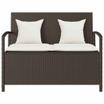VidaXL Banc de rangement de jardin avec coussin marron polyrotin