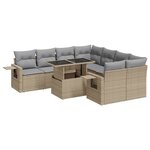 vidaXL Salon de jardin avec coussins 9 Pièces beige résine tressée