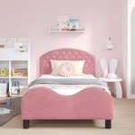vidaXL Cadre de lit pour enfants avec tête de lit Rose 90 x 190 cm