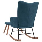 vidaXL Chaise à bascule avec tabouret en velours bleu