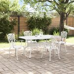 vidaXL Ensemble de salle à manger de jardin 5 pièces en aluminium coulé blanc