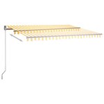 vidaXL Auvent automatique capteur de vent LED 450x350cm Jaune et blanc