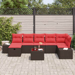 vidaXL Ensemble de canapé de jardin 8 Pièces Marron polyrotin