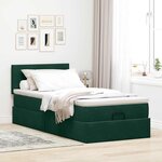 vidaXL Lit ottoman avec matelas et LED Vert foncé 90x200cm velours