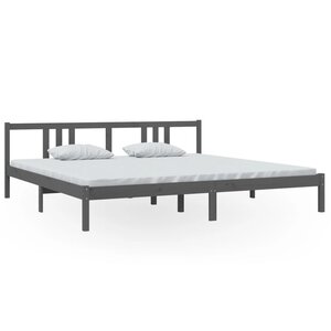 vidaXL Cadre de lit sans matelas bois massif gris 200x200 cm