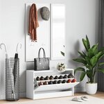 vidaXL Ensemble d'armoires à chaussures 3-en-1 Blanc Bois d'ingénierie