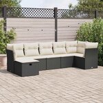 vidaXL Salon de jardin 7 Pièces avec coussins noir résine tressée