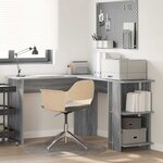 vidaXL Bureau d'Angle avec Rangement Gris Sonoma 140 x 113.5 x 75 cm