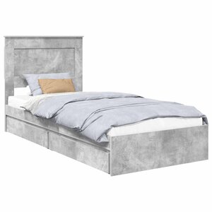vidaXL Lit de Rangement Gris béton 90 x 200 cm Bois d'ingénierie