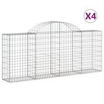 vidaXL Paniers à gabions arqués 4 Pièces 200x30x80/100 cm Fer galvanisé