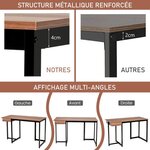 Bureau d'ordinateur 120cm tiroir cadre en métal repose-pieds réglables bureau moderne station de travail pour ordinateur portable noyer 20_0004830