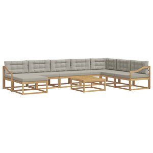 vidaXL Ensemble de canapés d'extérieur 9 Pièces Blanc et gris clair