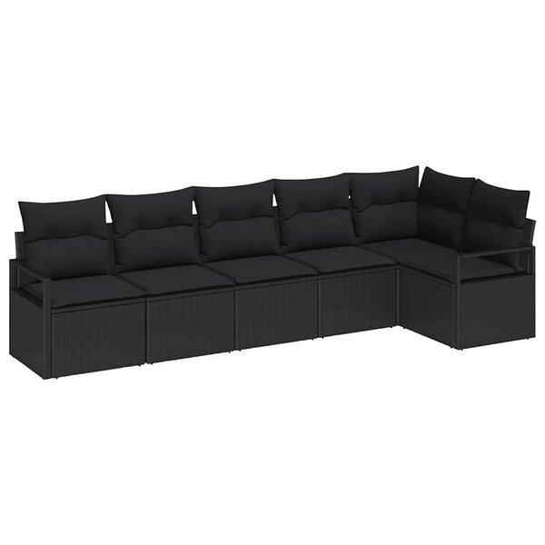 vidaXL Ensemble de canapé de jardin avec coussin 6 Pièces Noir