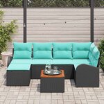 vidaXL Ensemble de canapé de jardin 7 Pièces Noir et turquoise