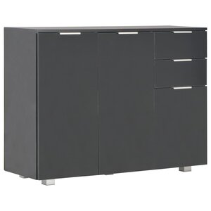 vidaXL Buffet Noir brillant 107x35x80 5 cm