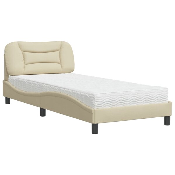 vidaXL Lit avec matelas crème 90x200 cm tissu