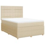 vidaXL Sommier à lattes de lit avec matelas Crème 140x200 cm Tissu