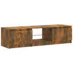 vidaXL Meuble TV avec lumières LED Chêne fumé 140x40x35 5 cm