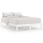 vidaXL Cadre de lit Blanc Bois massif 150x200 cm Très grand