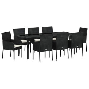 vidaXL Ensemble de salle à manger pour jardin 9 Pièces Noir polyrotin