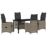 vidaXL Ensemble de salle à manger de jardin de 5 pièces avec coussins en poly rotin gris