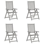 vidaXL Chaises inclinables de jardin lot de 4 Gris Bois solide acacia