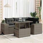 vidaXL Salon de jardin 5 Pièces avec coussins gris résine tressée