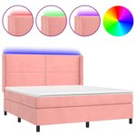 vidaXL Sommier à lattes de lit matelas et LED Rose 180x200 cm Velours