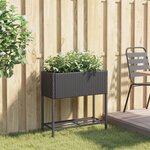 vidaXL Jardinière avec étagère noir résine tressée