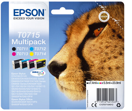 Epson multipack 4-colours t0715 durabrit durabrite ultra cartouche d encre noir et tricolore 1-pack rf-am blister