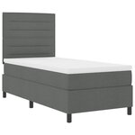 vidaXL Lit à ressorts avec matelas et LED en gris foncé  100 x 200 cm en tissu