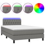 vidaXL Sommier à lattes de lit matelas LED gris foncé 120x190 cm tissu