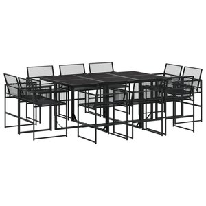 vidaXL Ensemble à manger de jardin 11 Pièces noir résine tressée