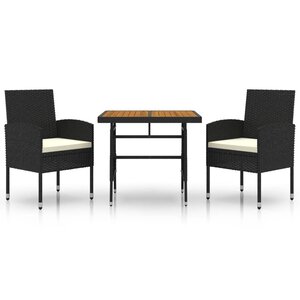 vidaXL Mobilier à dîner d'extérieur 3 Pièces Résine tressée Noir