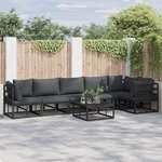 vidaXL Ensemble de canapé de jardin 7 Pièces Noir 70 x 70 x 32 cm