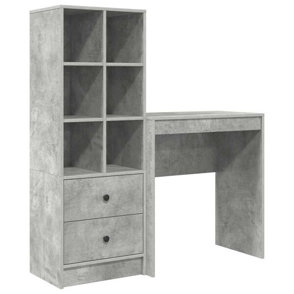 vidaXL Bureau avec rangement 2 Pièces Gris béton 70 x 40 x 76 cm