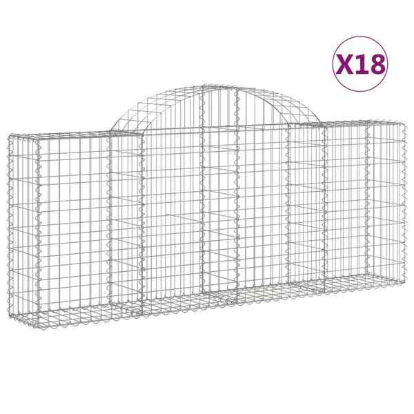 vidaXL Paniers à gabions arqués 18 Pièces 200x30x80/100 cm Fer galvanisé