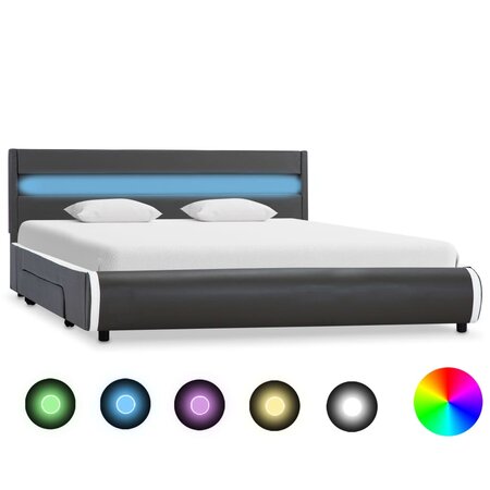 vidaXL Cadre de lit avec LED Anthracite Similicuir 140 x 200 cm