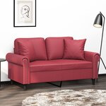 vidaXL Canapé 2 places avec oreillers bordeaux 120 cm similicuir