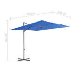 vidaXL Parasol déporté avec mât en acier Bleu azuré 250x250 cm