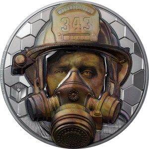 Pièce de monnaie en Argent 100 Dollars g 1000 (1 Kg) Millésime 2021 Real Heroes FIREFIGHTER