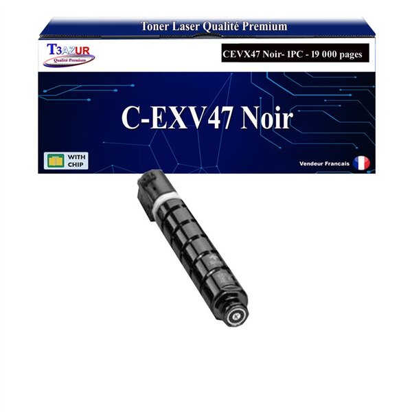 T3AZUR - Toner compatible avec Canon IR Advance C250i  C250iF  C255i  C255iF  C350i  C350iF  C350P  CEXV47 - Noir