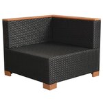 vidaXL Salon de jardin 7 Pièces avec coussins Résine tressée Noir