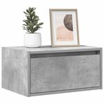 vidaXL Tables de chevet murales avec lumières LED 2 Pièces gris béton