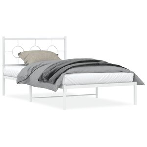 vidaXL Cadre de lit métal sans matelas et tête de lit blanc 107x203 cm