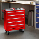 Tectake servante d'atelier 5 tiroirs - rouge