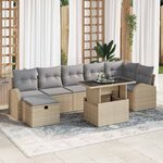 vidaXL Ensemble de canapé de jardin 8 Pièces Beige Poly rotin