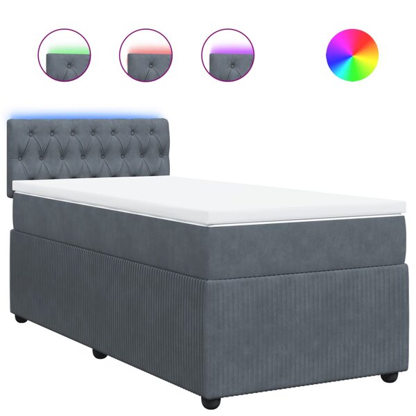 vidaXL Sommier à lattes de lit avec matelas Gris foncé 100x200 cm
