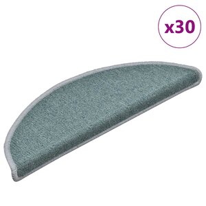 vidaXL Tapis d'escalier 30 pièces 56 x 17 x 3 cm Bleu mer Demi-rond
